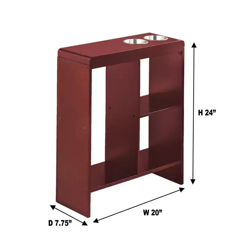 Table d'appoint fine avec porte-boissons et étagères intégrées