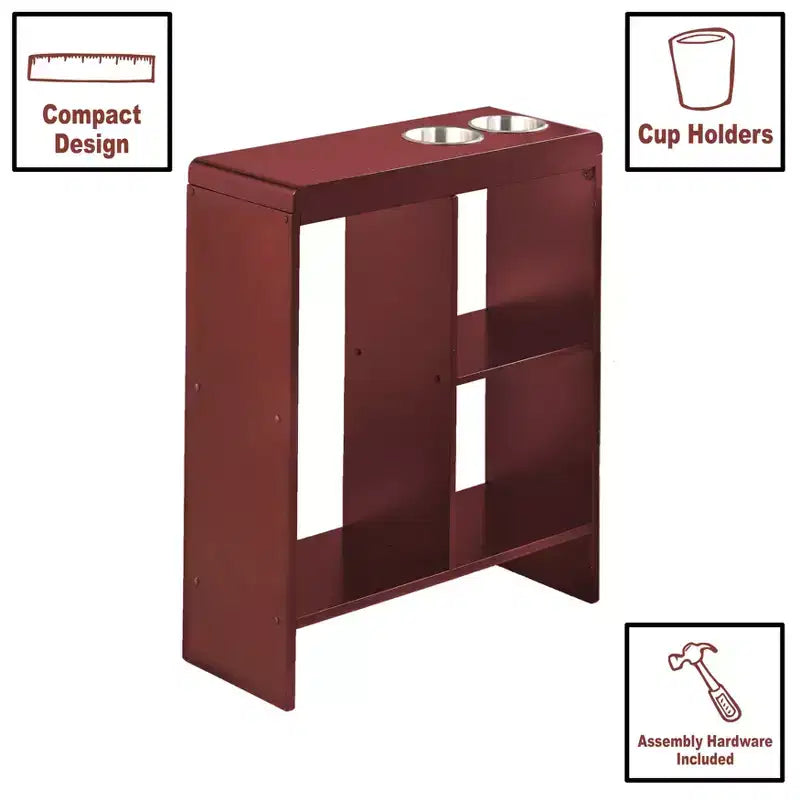 Table d'appoint fine avec porte-boissons et étagères intégrées